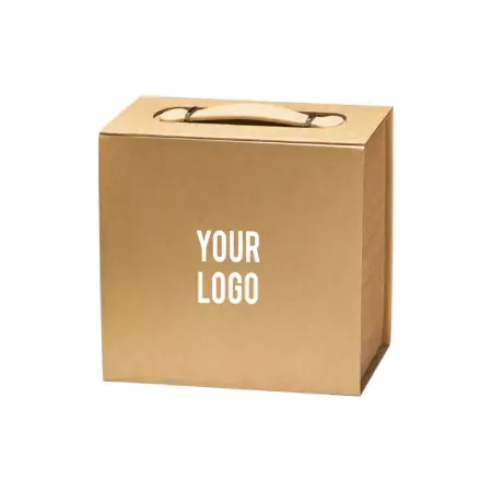 Luxury Gift Box with PU Leather Handle Brown