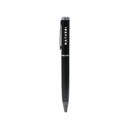 Metal Pen with Lined Barrel Black